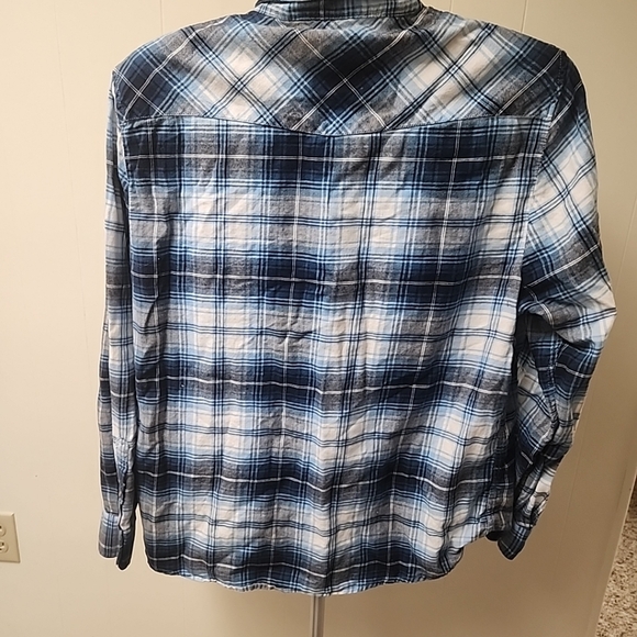 JACHS Girlfriend Ladies Blue Plaid Flannel Shirt - Size Large - Picture 4 of 9